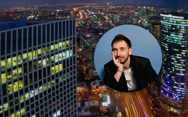 תל אביב בלילה ממבט על, ובעיגול מיטה גאמי